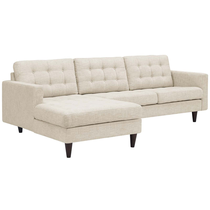 Empress Left-Facing Upholstered Sectional Sofa with Plush Cushions and Elegant Tufted Design