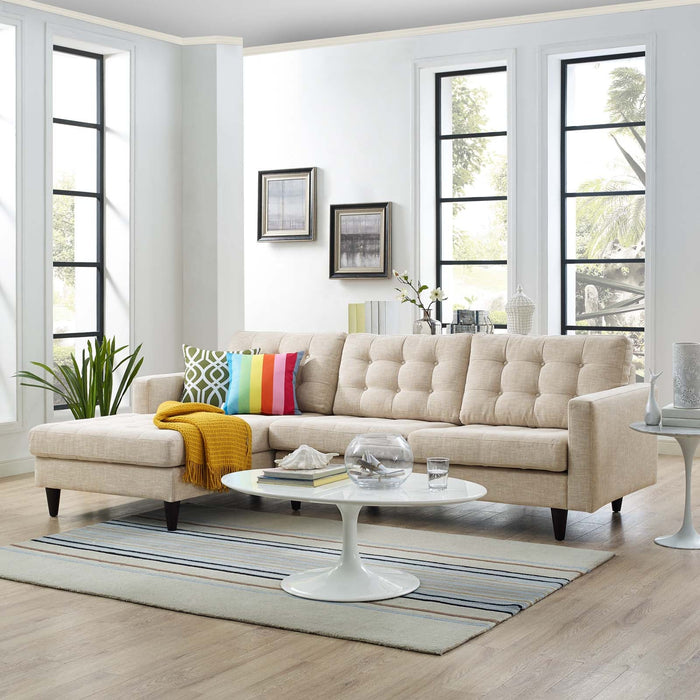 Empress Left-Facing Upholstered Sectional Sofa with Plush Cushions and Elegant Tufted Design