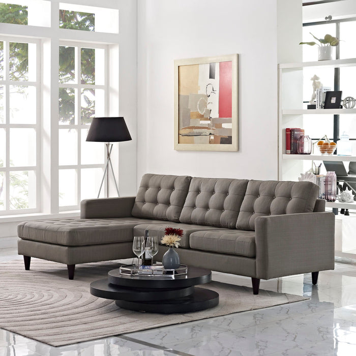 Empress Left-Facing Upholstered Sectional Sofa with Plush Cushions and Elegant Tufted Design