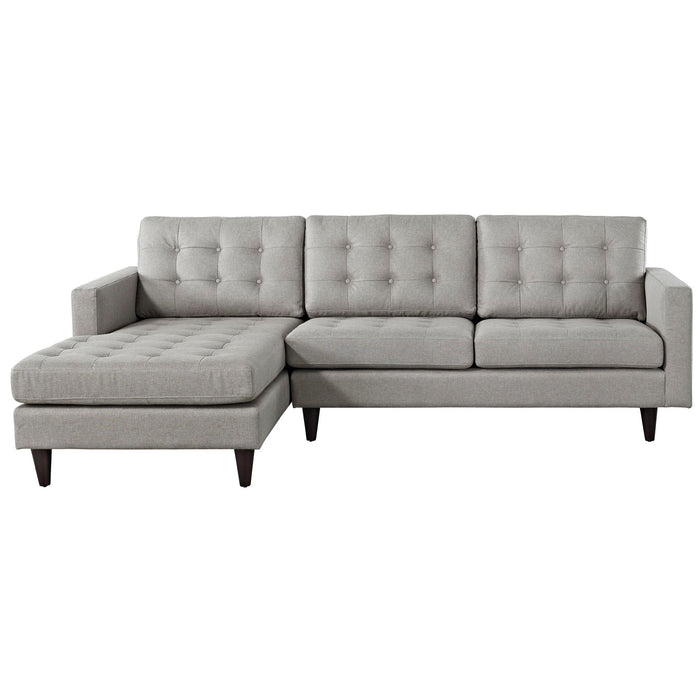 Empress Left-Facing Upholstered Sectional Sofa with Plush Cushions and Elegant Tufted Design
