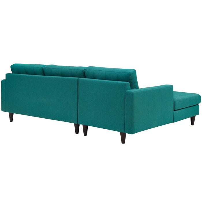 Empress Left-Facing Upholstered Sectional Sofa with Plush Cushions and Elegant Tufted Design