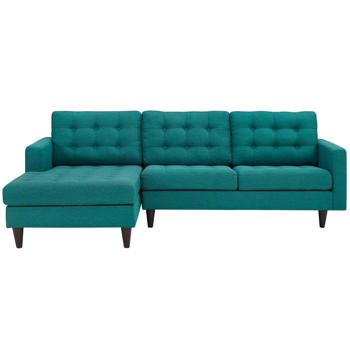 Empress Left-Facing Upholstered Sectional Sofa with Plush Cushions and Elegant Tufted Design