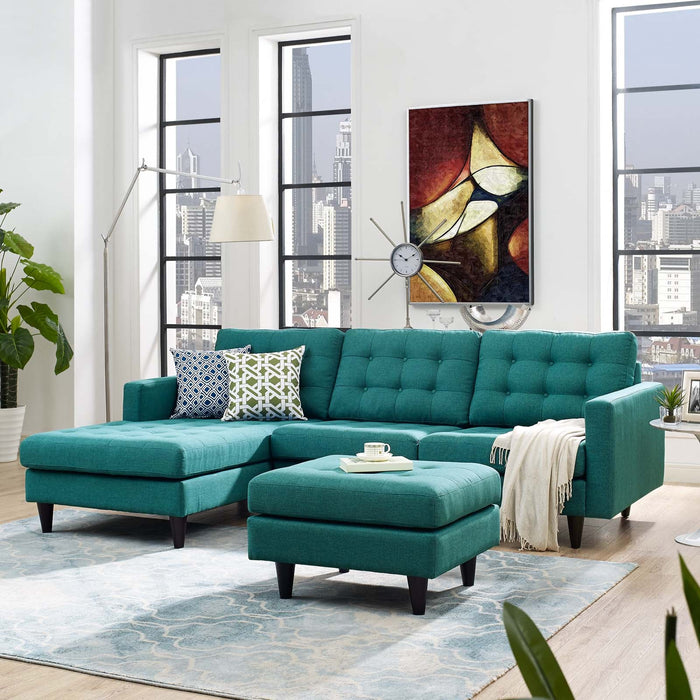 Empress Left-Facing Upholstered Sectional Sofa with Plush Cushions and Elegant Tufted Design