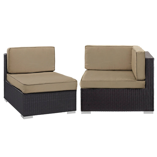 Gather Corner and Middle Outdoor Patio Sectional Set Espresso Mocha