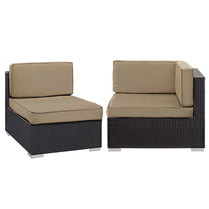 Gather Corner and Middle Outdoor Patio Sectional Set Espresso Mocha