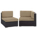 Gather Corner and Middle Outdoor Patio Sectional Set Espresso Mocha
