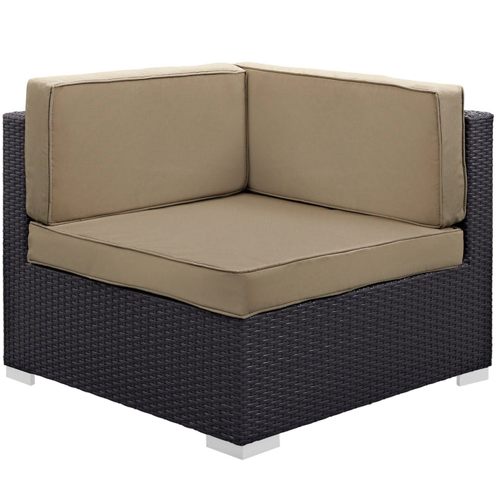 Gather Corner and Middle Outdoor Patio Sectional Set Espresso Mocha