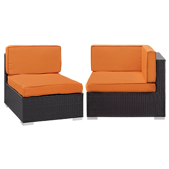 Gather Corner and Middle Outdoor Patio Sectional Set Espresso Orange