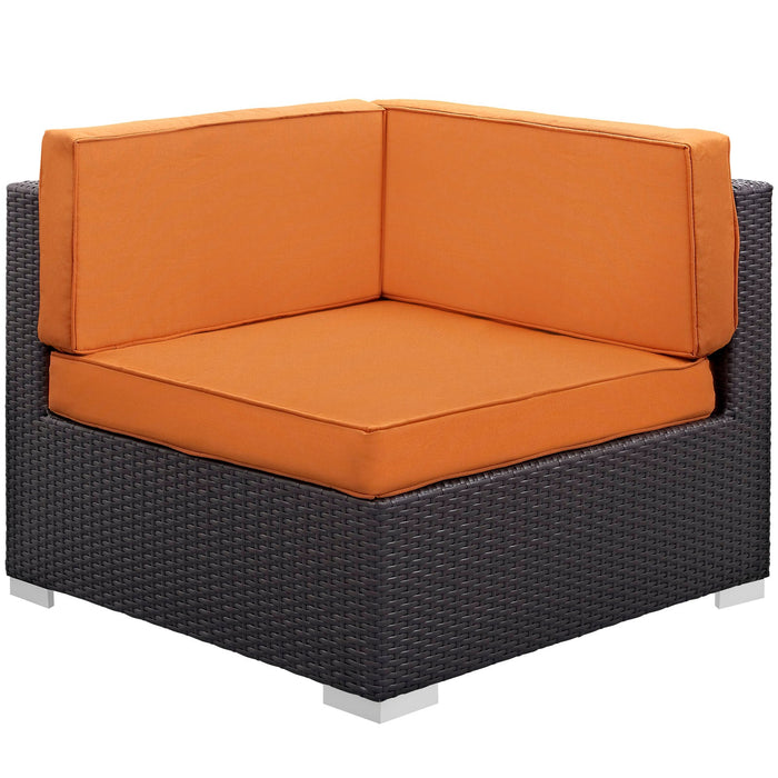 Gather Corner and Middle Outdoor Patio Sectional Set Espresso Orange