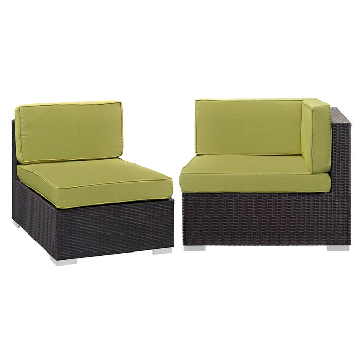 Gather Corner and Middle Outdoor Patio Sectional Set Espresso Peridot