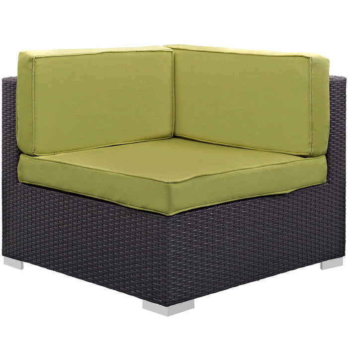 Gather Corner and Middle Outdoor Patio Sectional Set Espresso Peridot