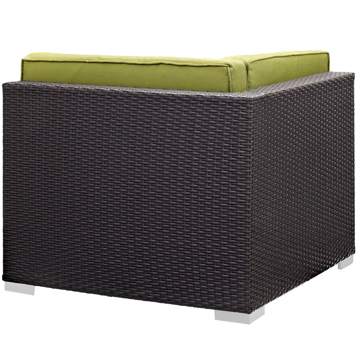 Gather Corner and Middle Outdoor Patio Sectional Set Espresso Peridot
