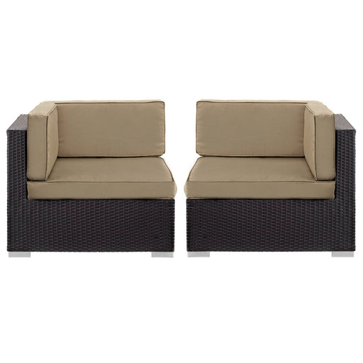 Gather Outdoor Patio Corner Sectional Set of 2 Espresso Mocha