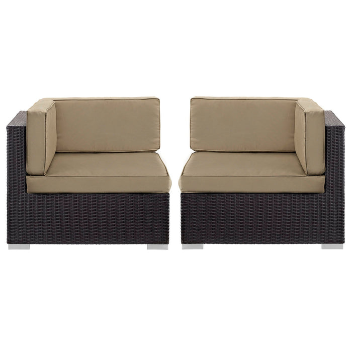 Gather Outdoor Patio Corner Sectional Set of 2 Espresso Mocha