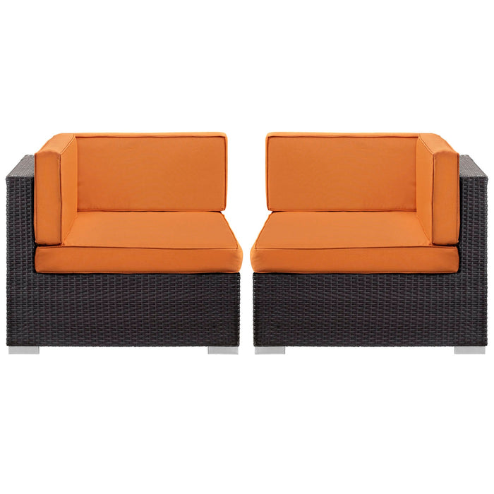 Gather Outdoor Patio Corner Sectional Set of 2 Espresso Orange
