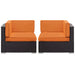 Gather Outdoor Patio Corner Sectional Set of 2 Espresso Orange