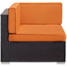 Gather Outdoor Patio Corner Sectional Set of 2 Espresso Orange