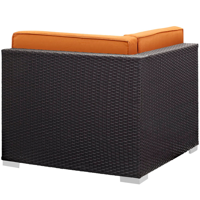 Gather Outdoor Patio Corner Sectional Set of 2 Espresso Orange