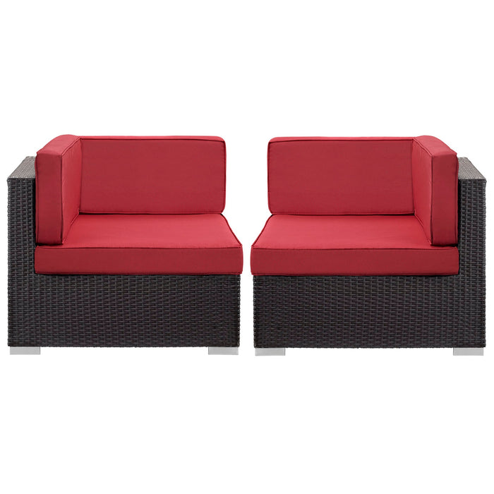 Gather Outdoor Patio Corner Sectional Set of 2 Espresso Red