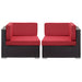 Gather Outdoor Patio Corner Sectional Set of 2 Espresso Red