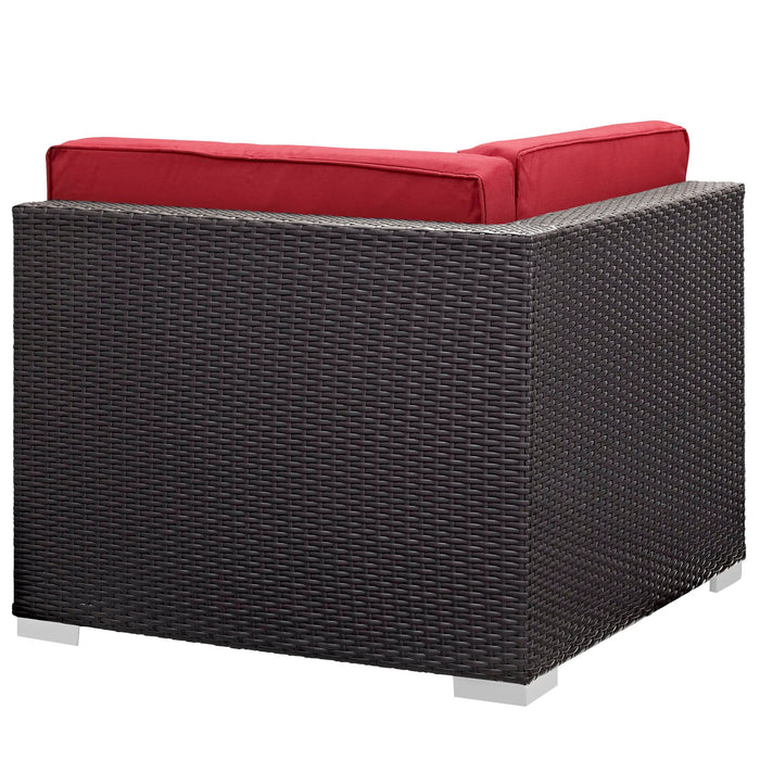 Gather Outdoor Patio Corner Sectional Set of 2 Espresso Red