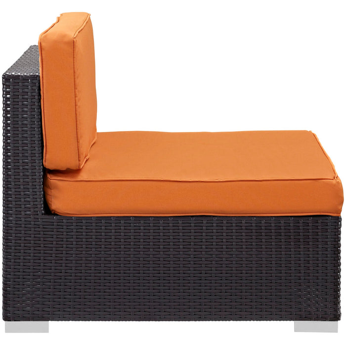 Gather Outdoor Patio Armless Chair Set of 2 Espresso Orange