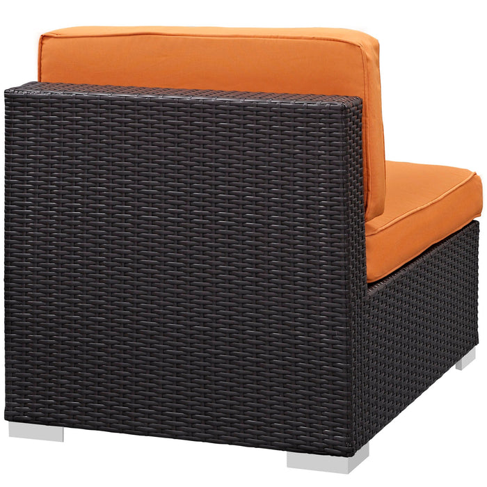 Gather Outdoor Patio Armless Chair Set of 2 Espresso Orange