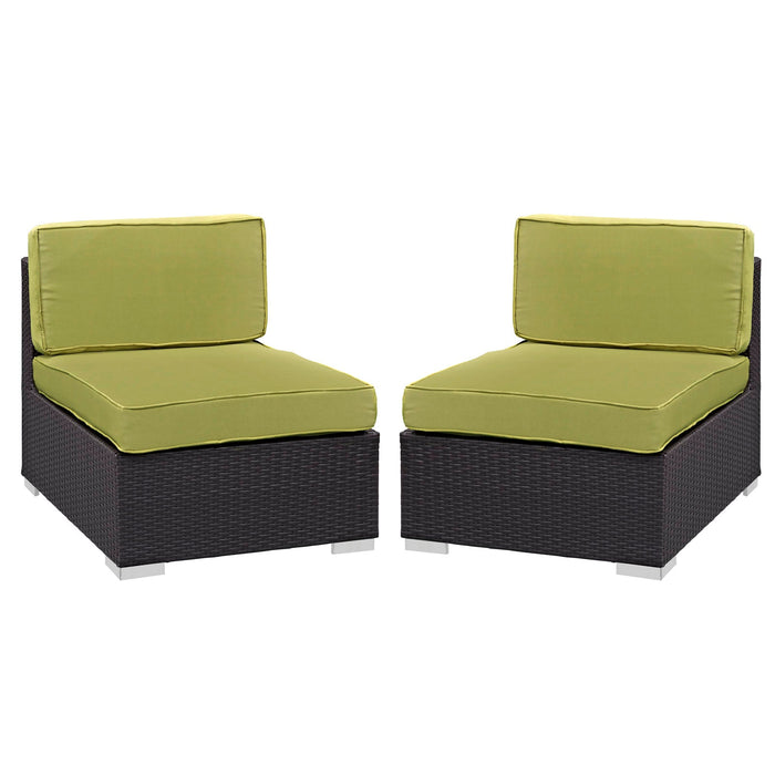 Gather Outdoor Patio Armless Chair Set of 2 Espresso Peridot