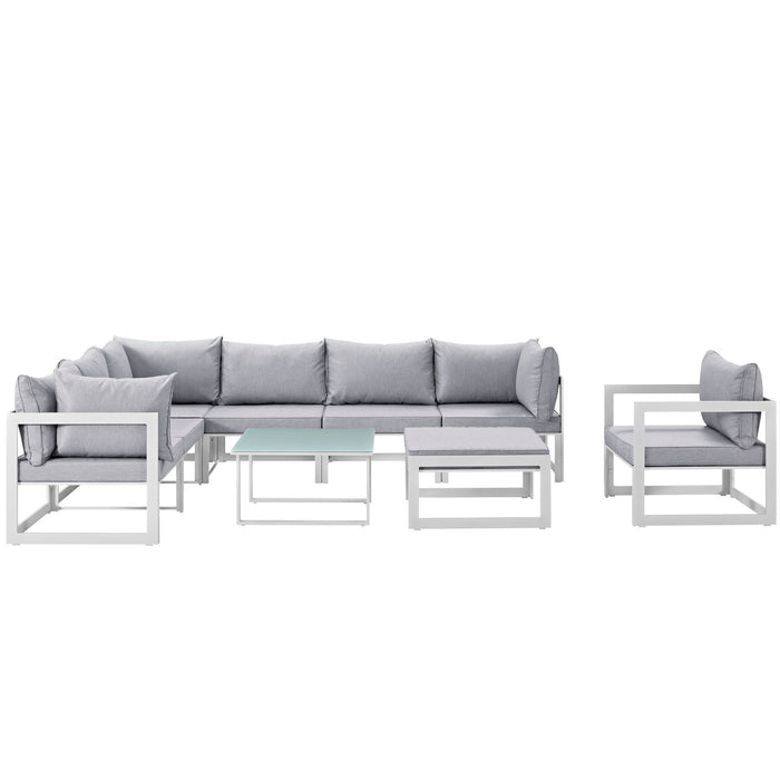 Fortuna 9 Piece Outdoor Patio Sectional Sofa Set by Modway - angle view