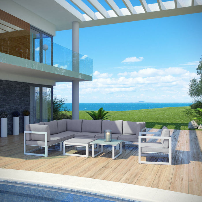 Fortuna 9 Piece Outdoor Patio Sectional Sofa Set by Modway - front view