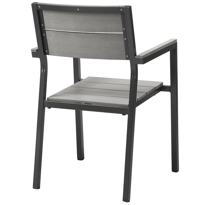 Maine 3 Piece Outdoor Patio Dining Set Brown Gray