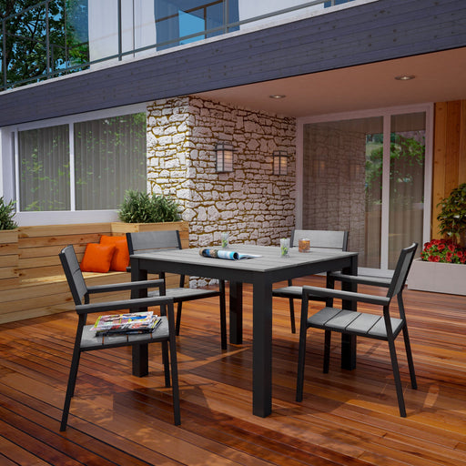 Maine 5 Piece Outdoor Patio Dining Set Brown Gray