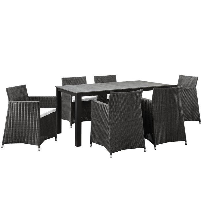 Modway Junction 7 Piece Outdoor Patio Dining Set in Brown