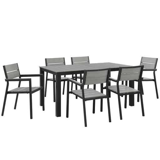 Maine 7 Piece Outdoor Patio Dining Set - alternate angle view