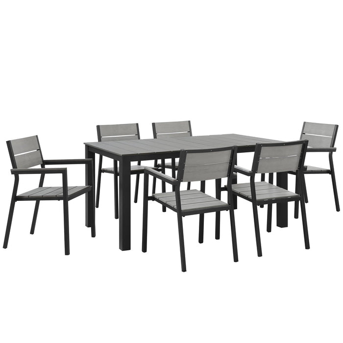 Maine 7 Piece Outdoor Patio Dining Set - alternate angle view