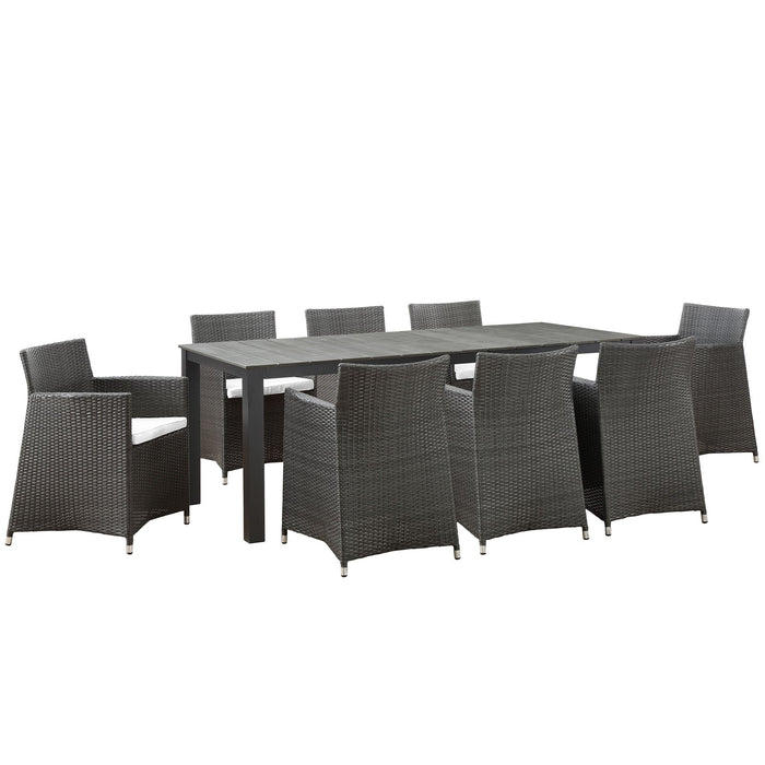 Modway Junction 9 Piece Outdoor Patio Dining Set in Brown