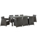 Modway Junction 9 Piece Outdoor Patio Dining Set in Brown