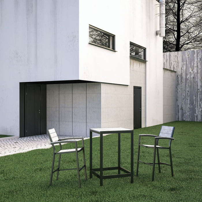 Maine 3 Piece Outdoor Patio Dining Set Brown Gray