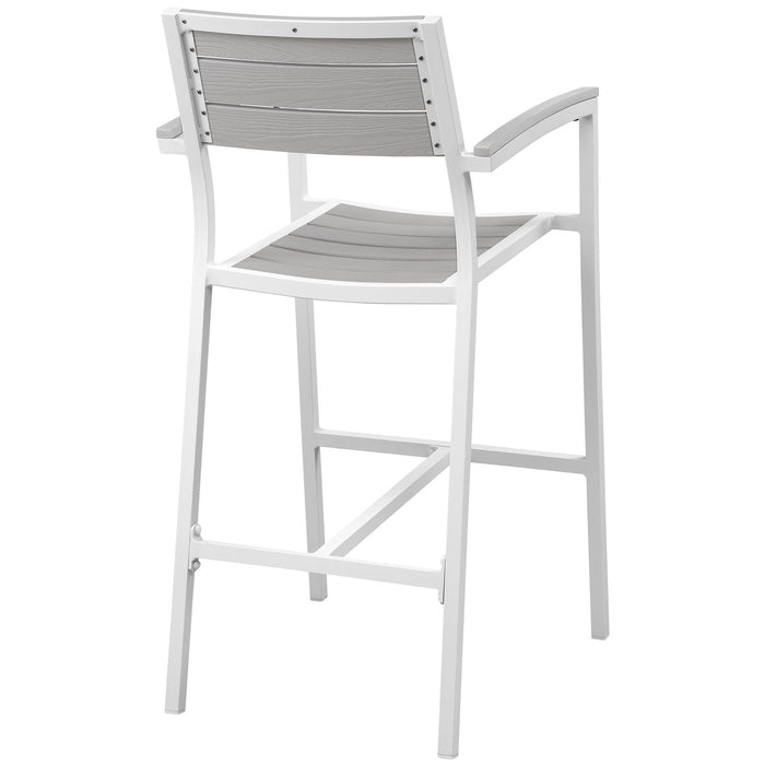 Maine 3 Piece Outdoor Patio Dining Set White Light Gray