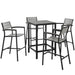 Maine 5 Piece Outdoor Patio Bar Set Brown Gray