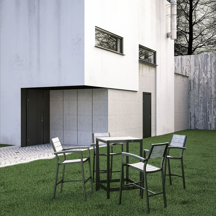Maine 5 Piece Outdoor Patio Bar Set Brown Gray