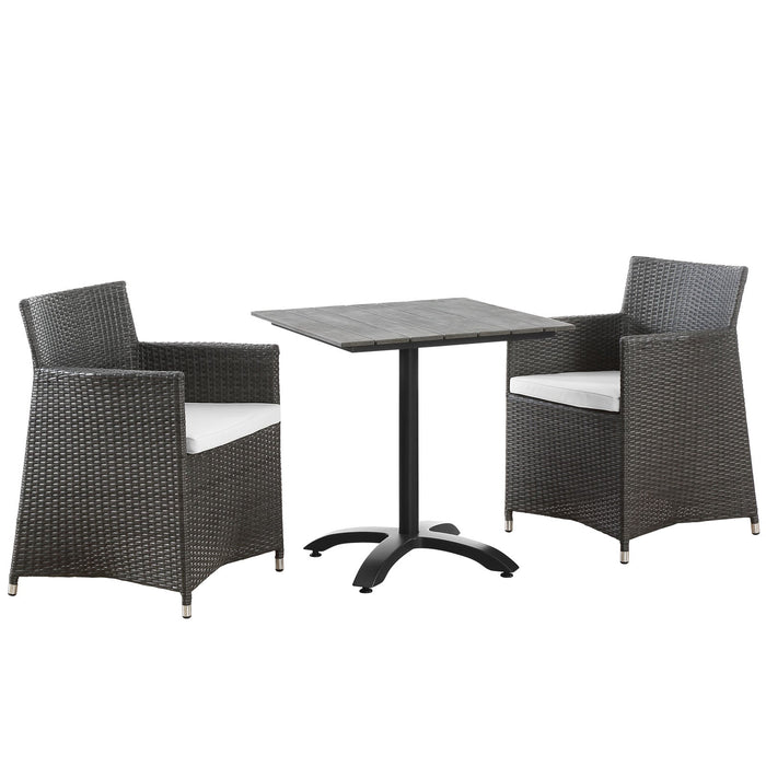 Modway Junction 3 Piece Outdoor Patio Dining Set in Brown