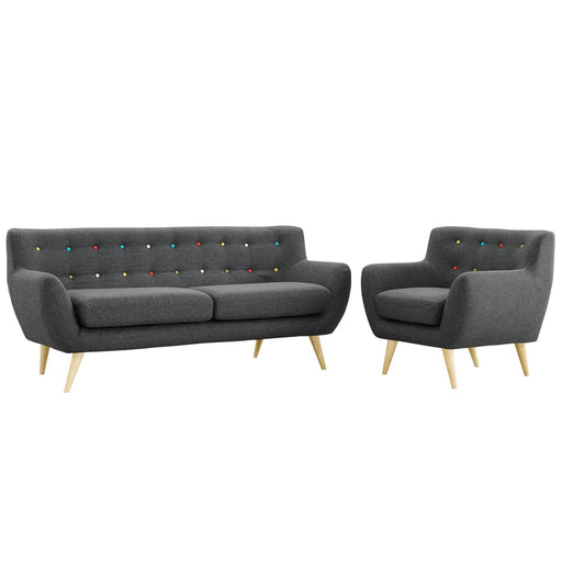 Modway Remark 2 Piece Living Room Set in Blue - Side View