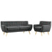 Modway Remark 2 Piece Living Room Set in Blue - Side View