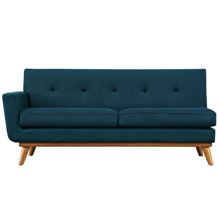 Engage Left-Arm Upholstered Fabric Loveseat - Stylish Curved Design with Plush Cushions & Tufted Detail