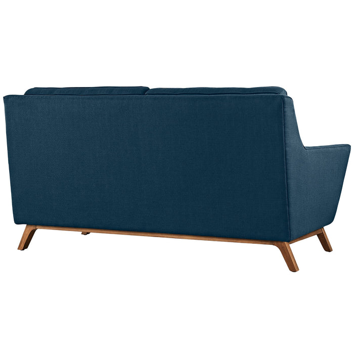 Beguile Upholstered Fabric Loveseat - in lifestyle setting