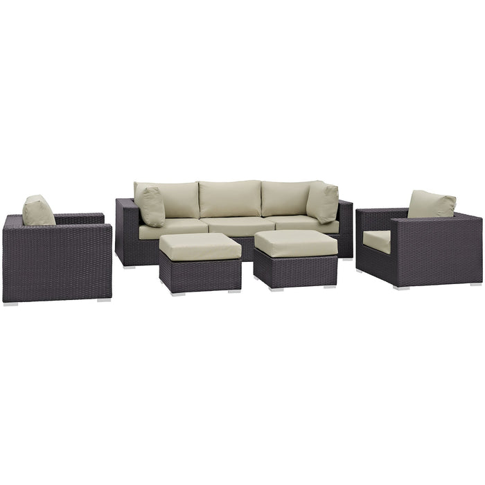 Gather 7 Piece Outdoor Patio Sectional Set by Modway - front view