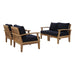 Marina 4 Piece Outdoor Patio Teak Set by Modway - top view