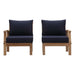 Marina 2 Piece Outdoor Patio Teak Set Natural Navy