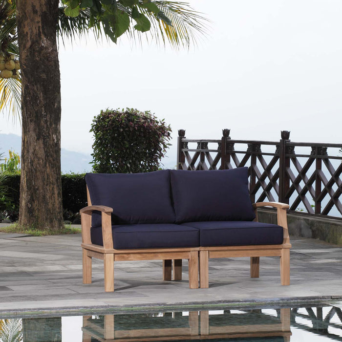 Marina 2 Piece Outdoor Patio Teak Set Natural Navy